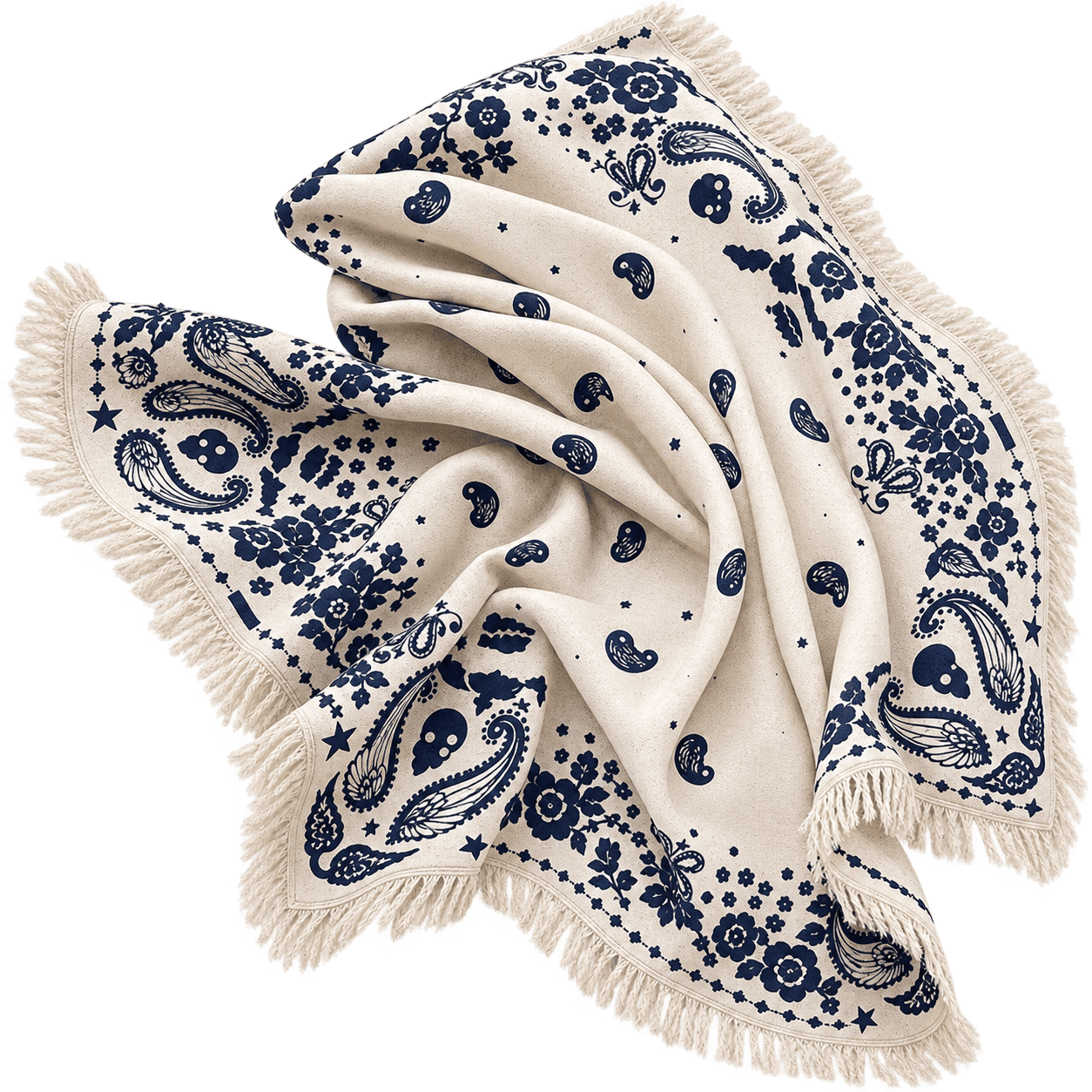 Cashmere Silk Fringed Paisley Scarf