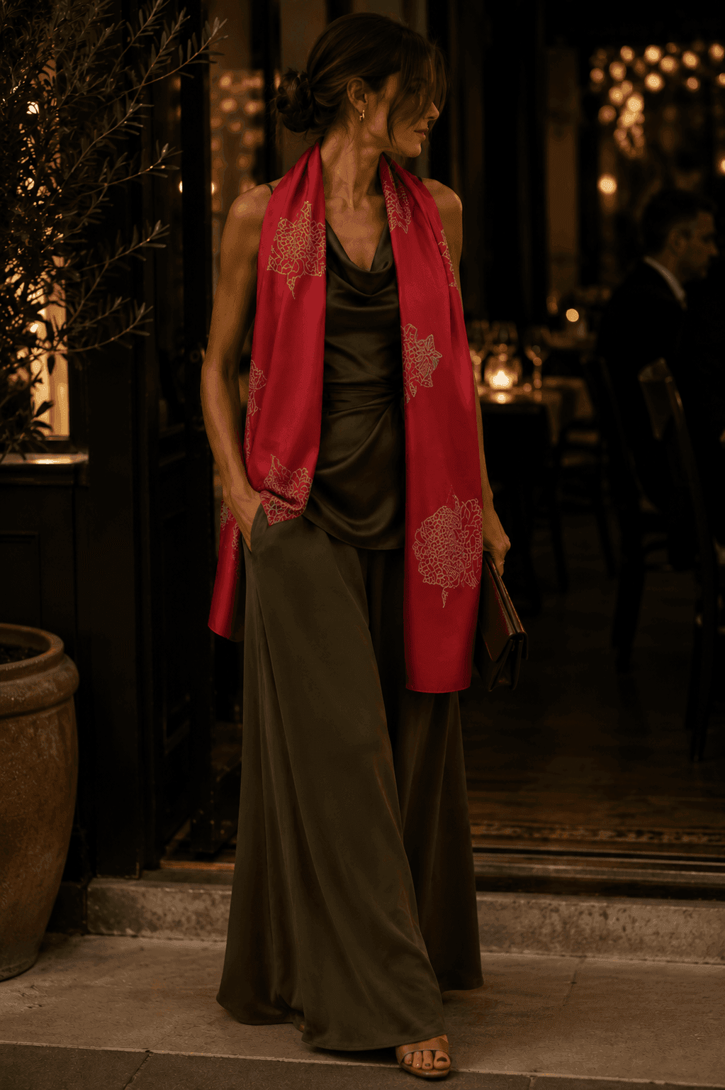Botanical Peony Silk Scarf