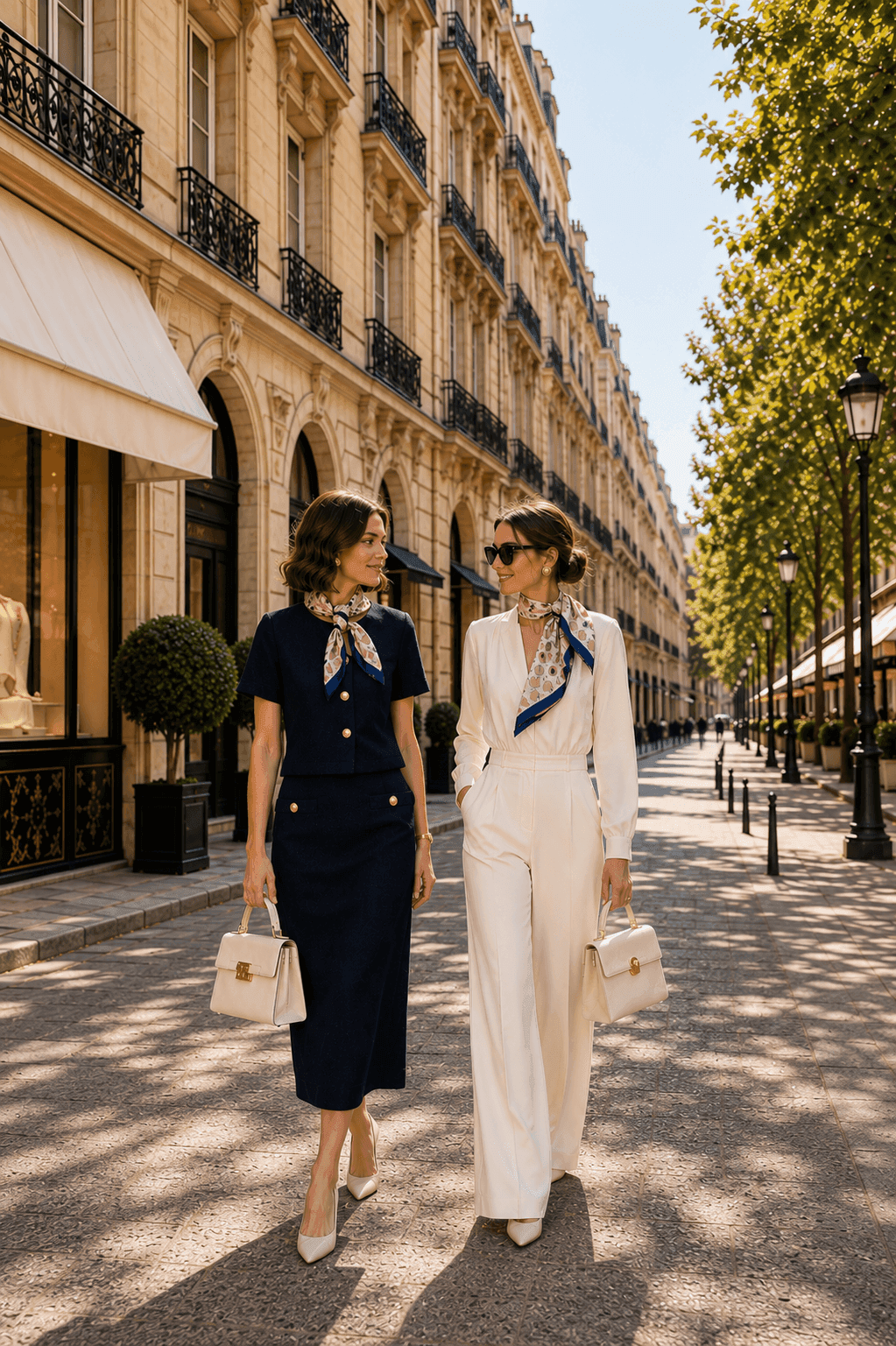 Elegant stroll in Paris