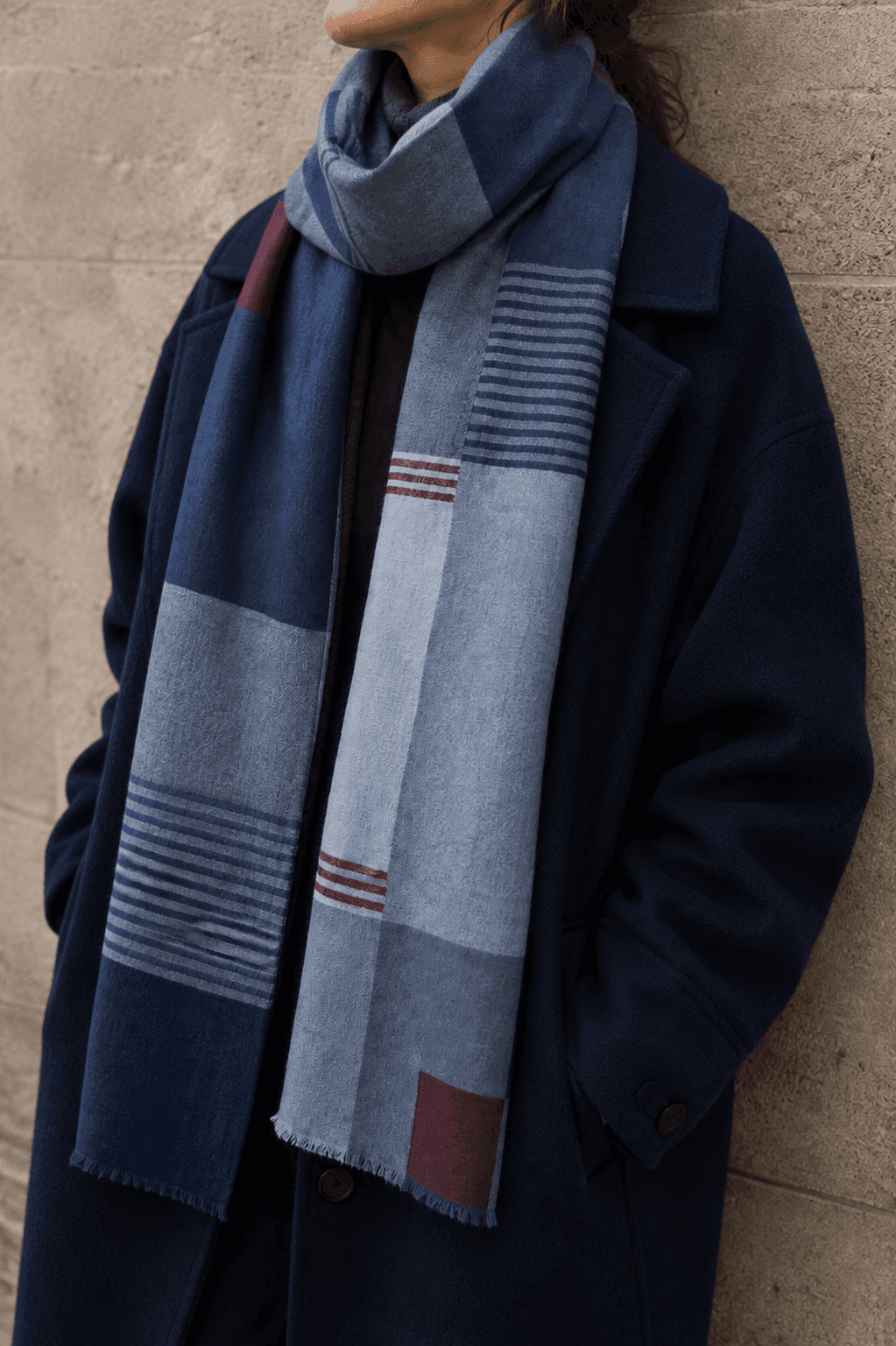Mélange Stripe & Dhaka Block Stole