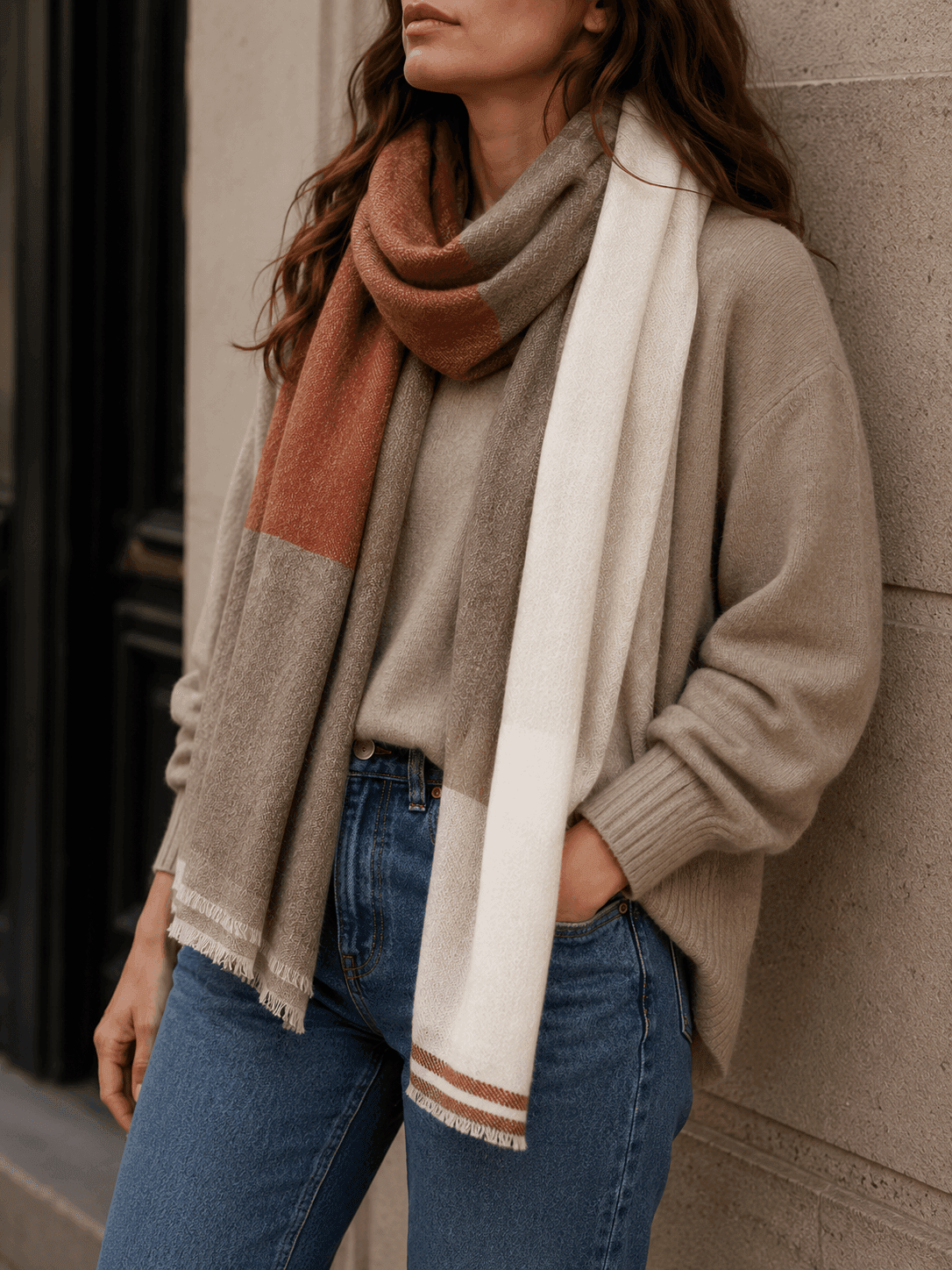Mélange Stripe & Dhaka Block Stole