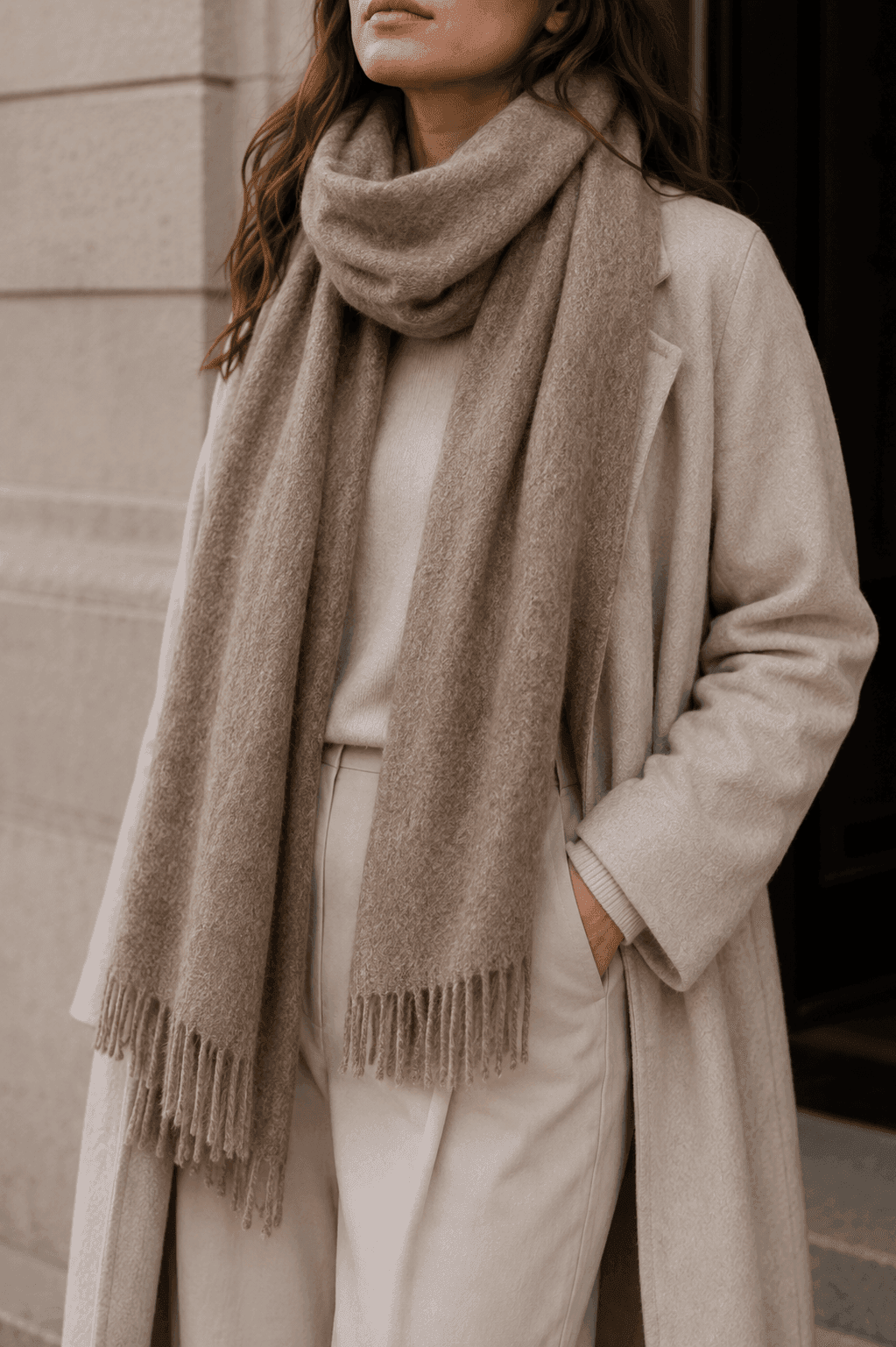Coffee Mélange Luxe Cashmere Stole